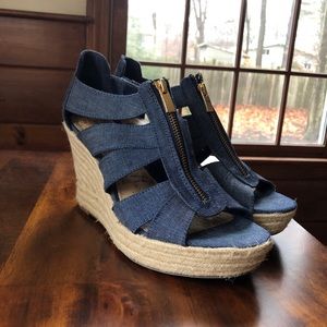 Denim Wedges, Size 10.